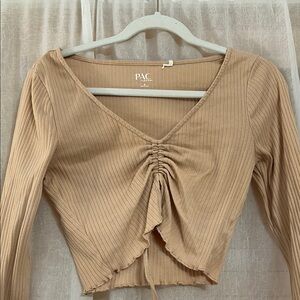 Women's Tan Ruched Top